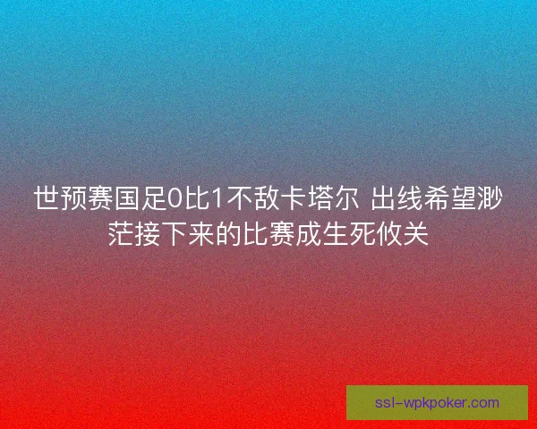 世预赛国足0比1不敌卡塔尔 出线希望渺茫接下来的比赛成生死攸关